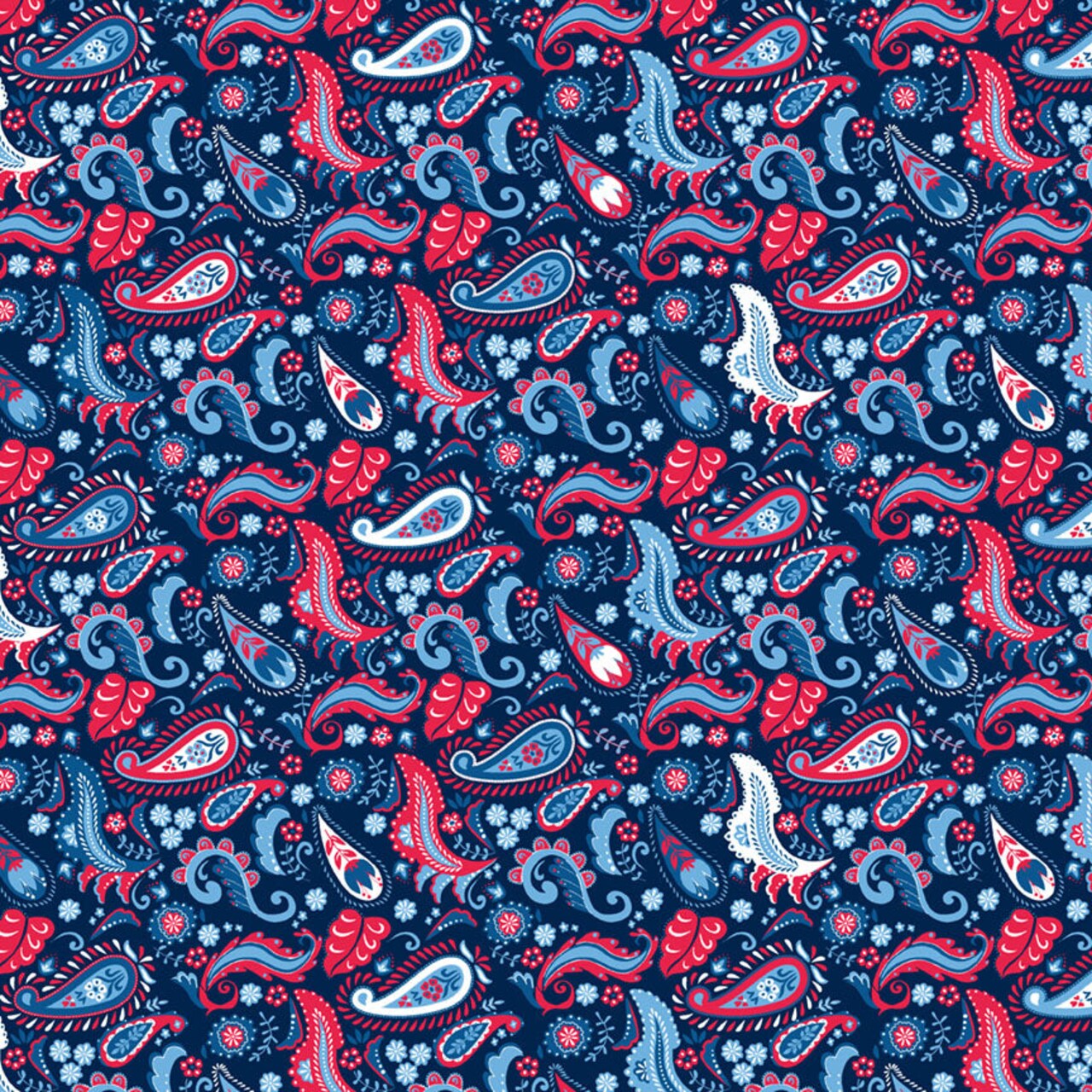 Fabric P & B Textiles Dark Blue Patriotic Paisley Patriotic Minis by the Quarter Yard PMIN6056-DB